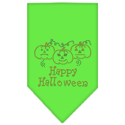 Happy Halloween Rhinestone Bandana Lime Green Large